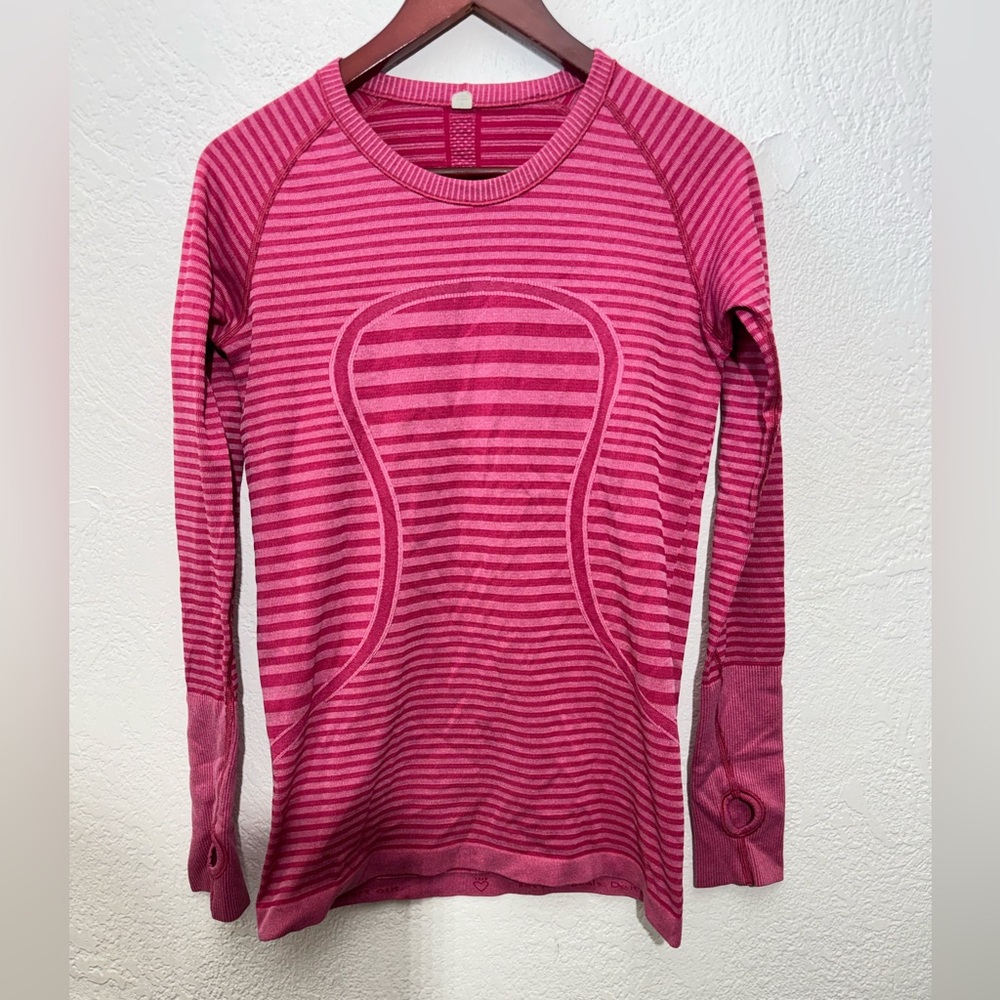 Lululemon Swiftly Tech Long Sleeve Pink Striped Size 10